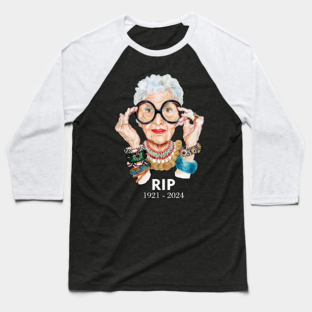 iris apfel rip Baseball T-Shirt by lightsdsgn